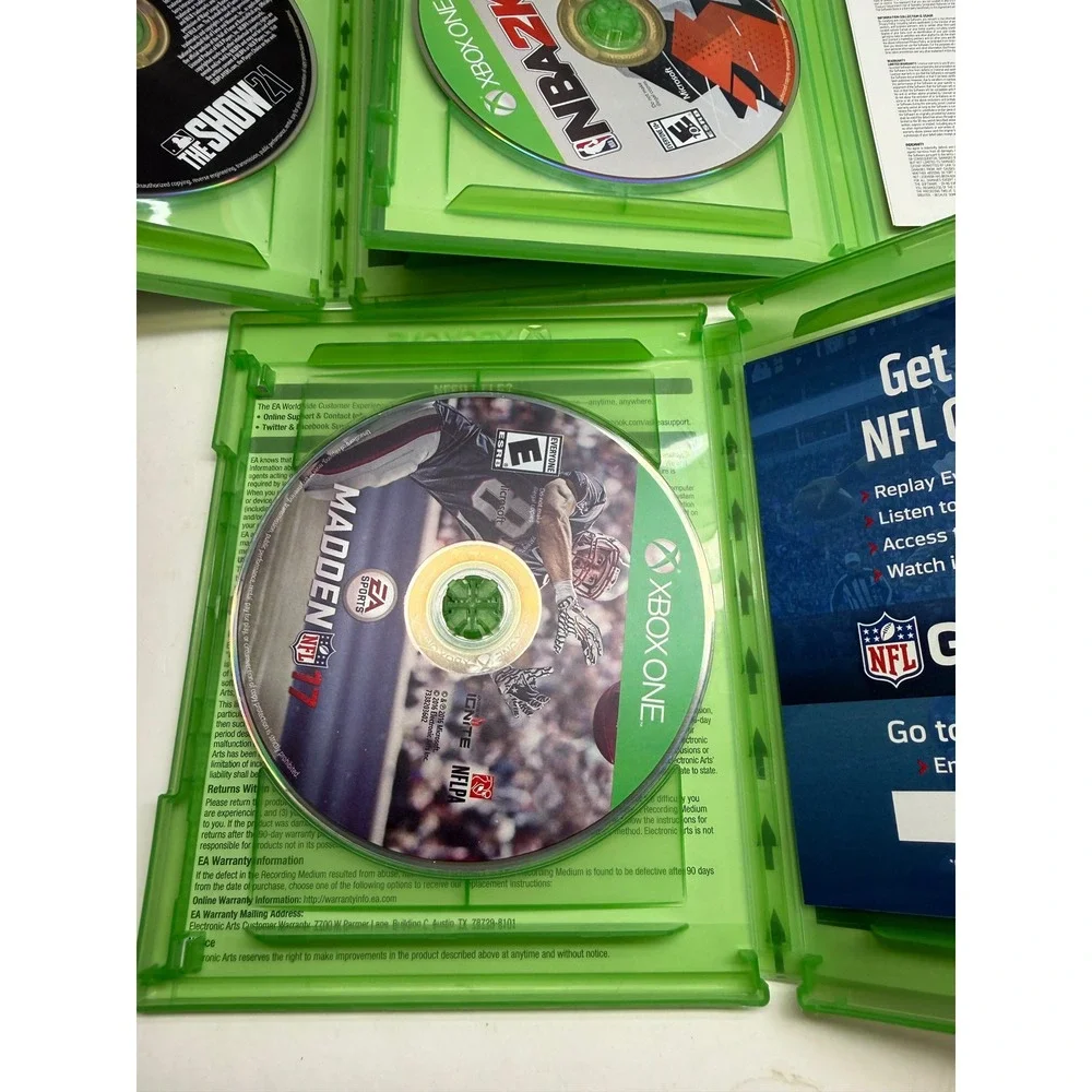 Xbox One Sports Game Lot NBA 2K17 2K18 2K21 MLB The Show 21 Madden 17 Bundle